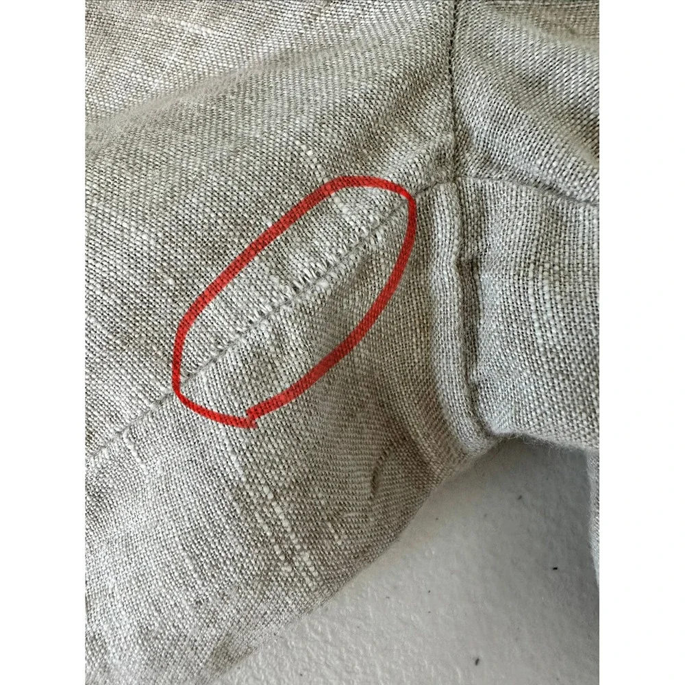 Quince Linen Pants Size L Oatmeal Beige Pull on Straight Leg Elastic Waist